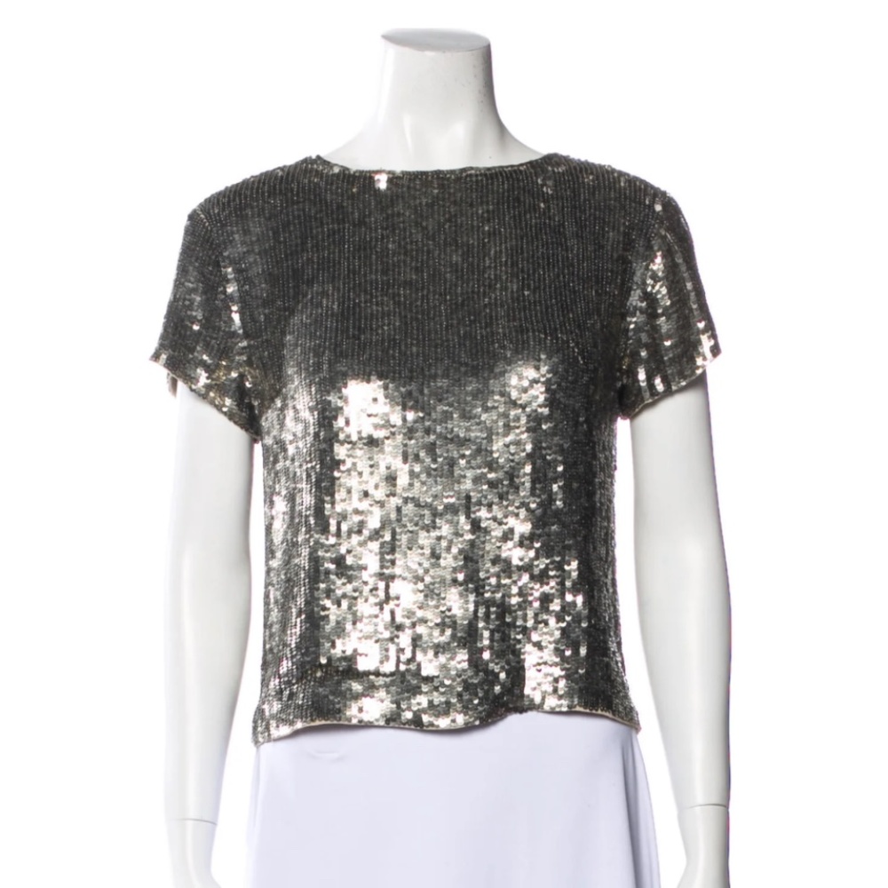 Alice + Olivia Gold Sequin top